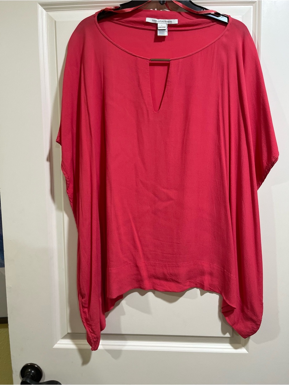 Diane Von Furstenberg Pink Keyhole Dolman Tunic with Bar Accent